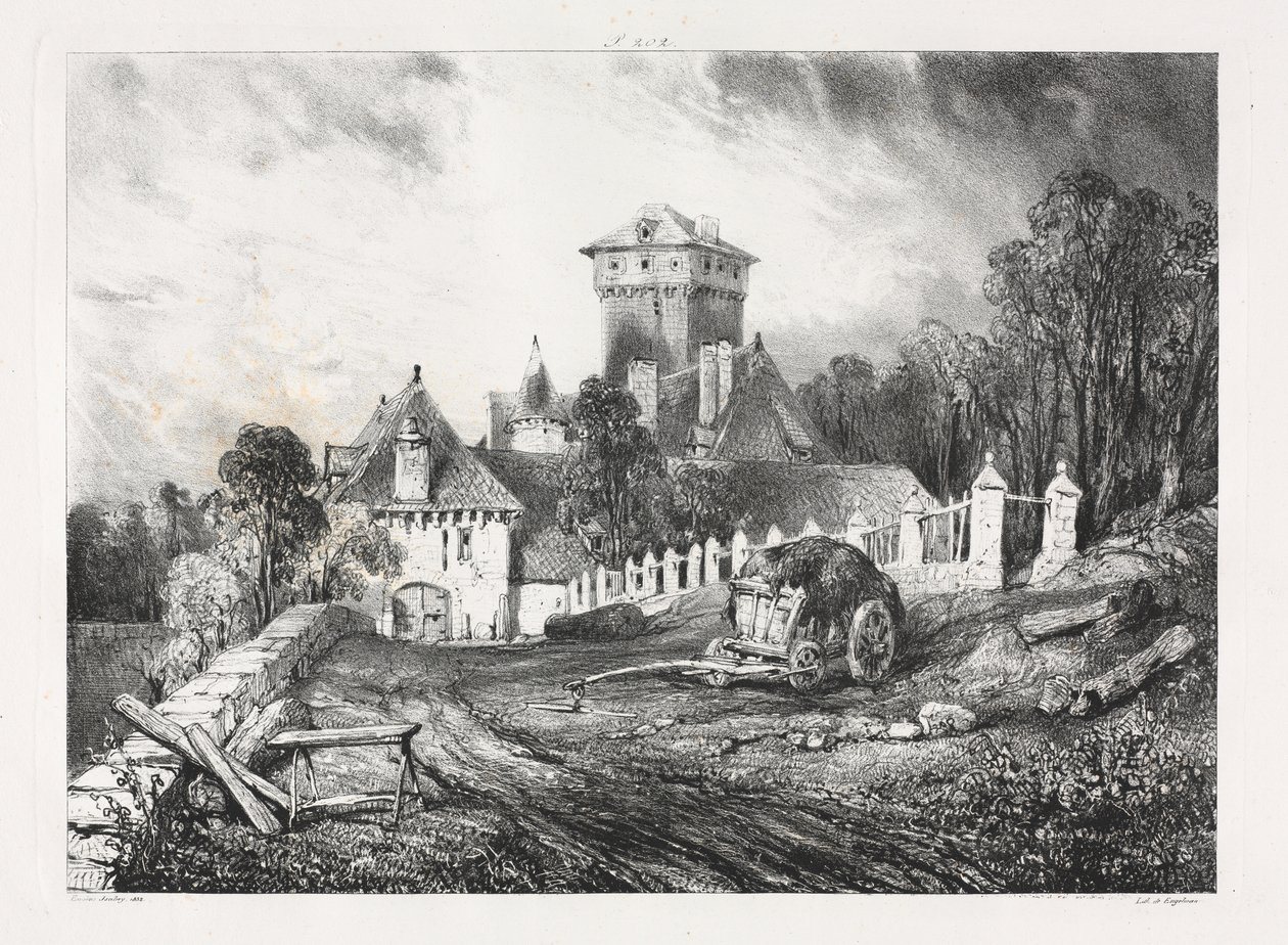 Malebné a romantické cesty ve starověké Francii, Auvergne: Château de Pesteil v Polminhacu od Eugene Isabey