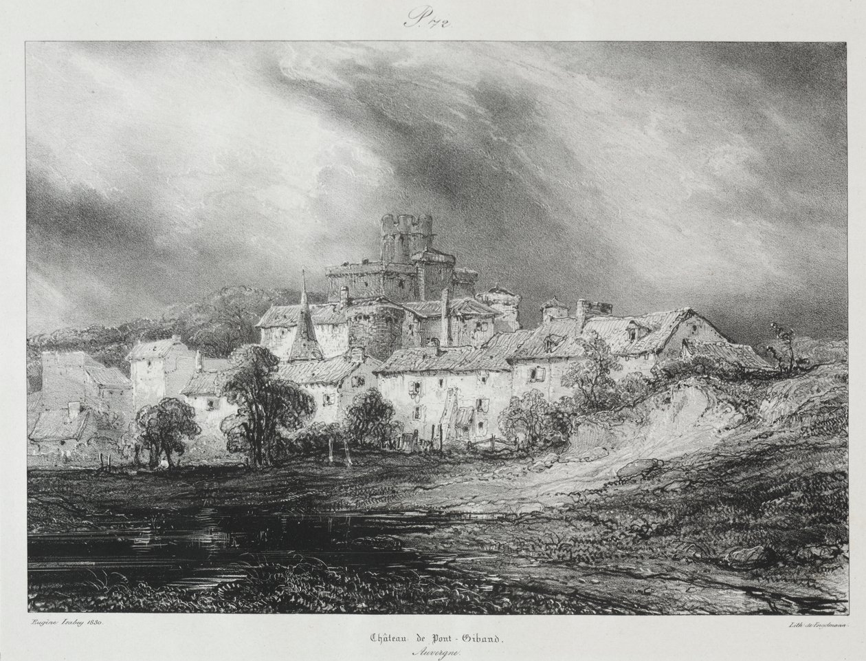 Malebné a romantické cesty ve starověké Francii, Auvergne: Château de Pont-Gibaud od Eugene Isabey