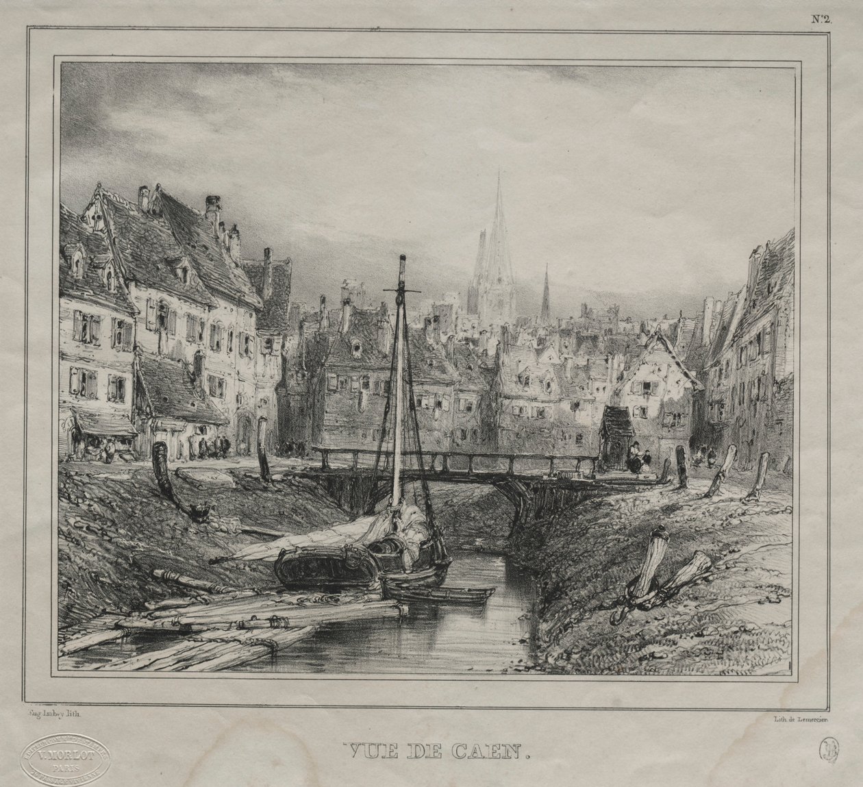Pohled na Caen, 1832. od Eugene Isabey