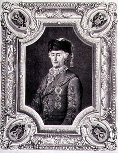 Portrét Kateřiny II. Veliké (1729-96) v cestovním kostýmu, vyrytý Stephanem Pannemakerem (1847-1930) (rytina) od Eugene Joseph (after) Viollat