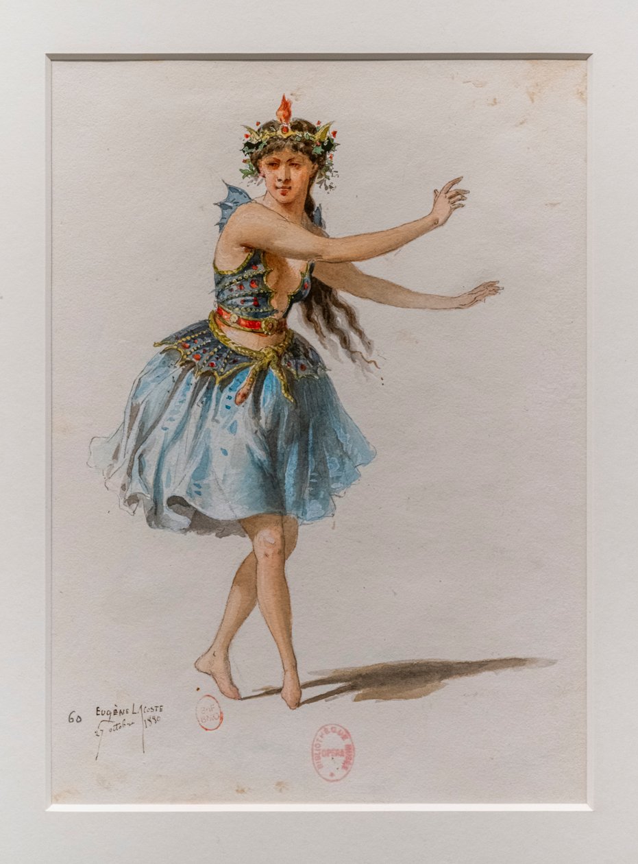 Korrigane. Balet Charles-Marie Widor, model kostýmu. 1880, pero, akvarel a kvaš na papíře. od Eugene Lacoste