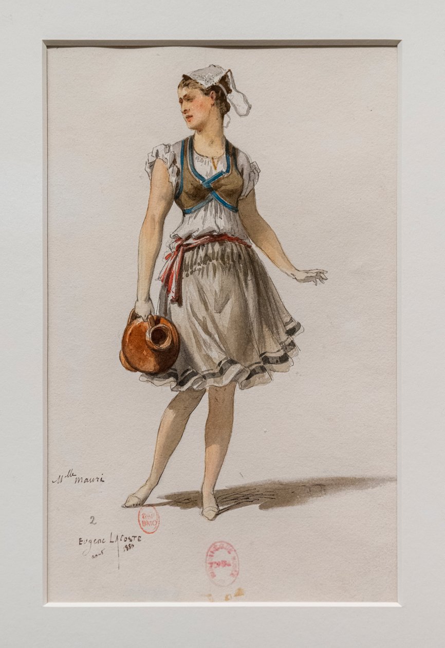 Korrigane. Balet Charles-Marie Widor, model kostýmu. 1880, pero, akvarel a kvaš na papíře. od Eugene Lacoste