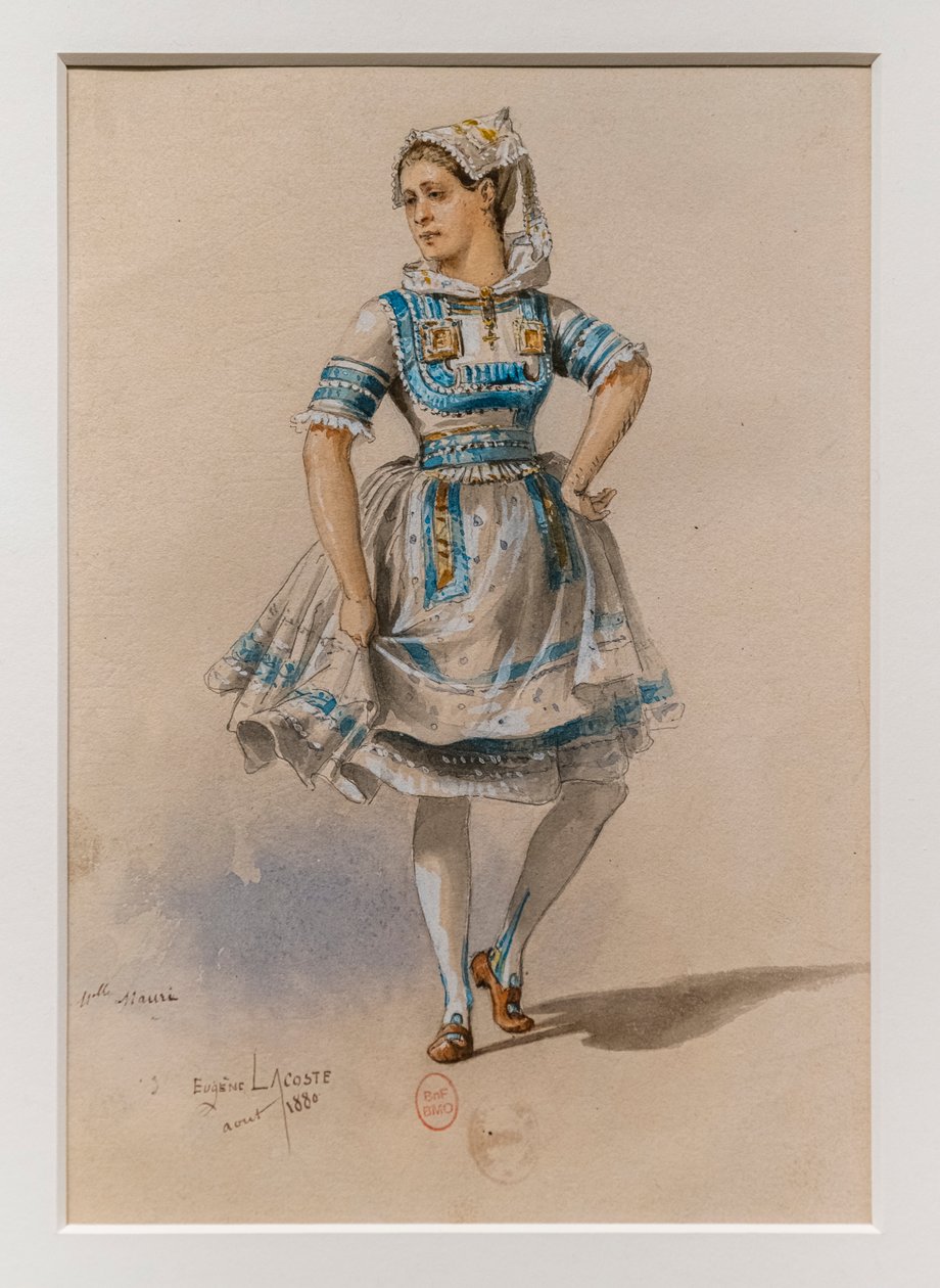 Korrigane. Balet Charles-Marie Widor, model kostýmu. 1880, pero, akvarel a kvaš na papíře. od Eugene Lacoste