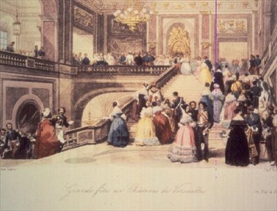 Ples na zámku ve Versailles, rytina Charles Rolls (barevná rytina) od Eugene Louis (after) Lami