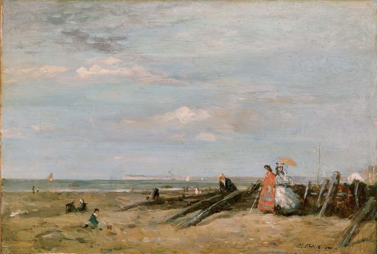 Plážová scéna v Trouville, 1860 od Eugene Louis Boudin