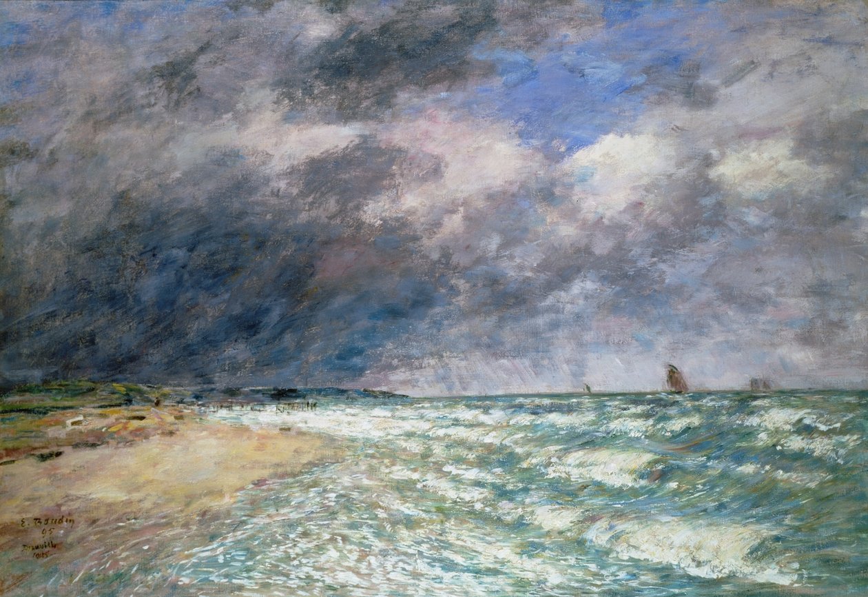 Bateaux lestuaire de la Seine, 1880 (pastel na papíře) od Eugene Louis Boudin