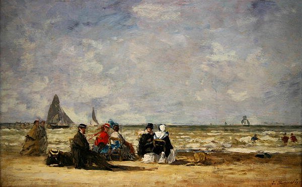 Plážová scéna (olej na plátně) od Eugene Louis Boudin