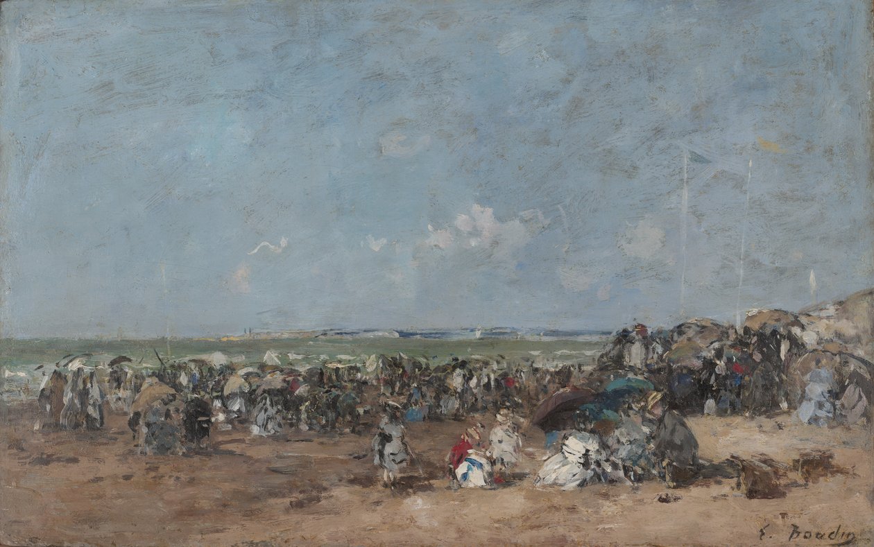 Plážová scéna v Trouville, c.1870-74 od Eugene Louis Boudin