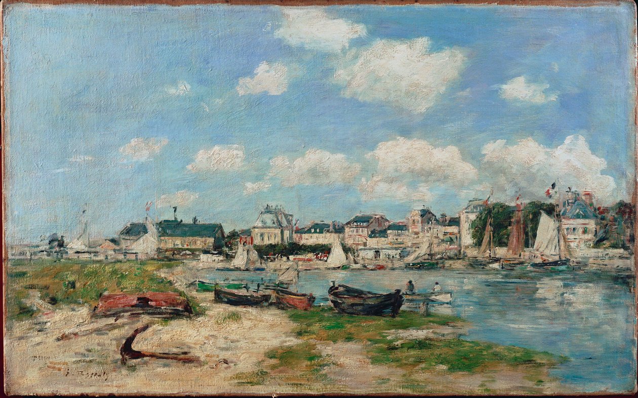 Pláž u Trouville, Francie (olej na plátně) od Eugene Louis Boudin