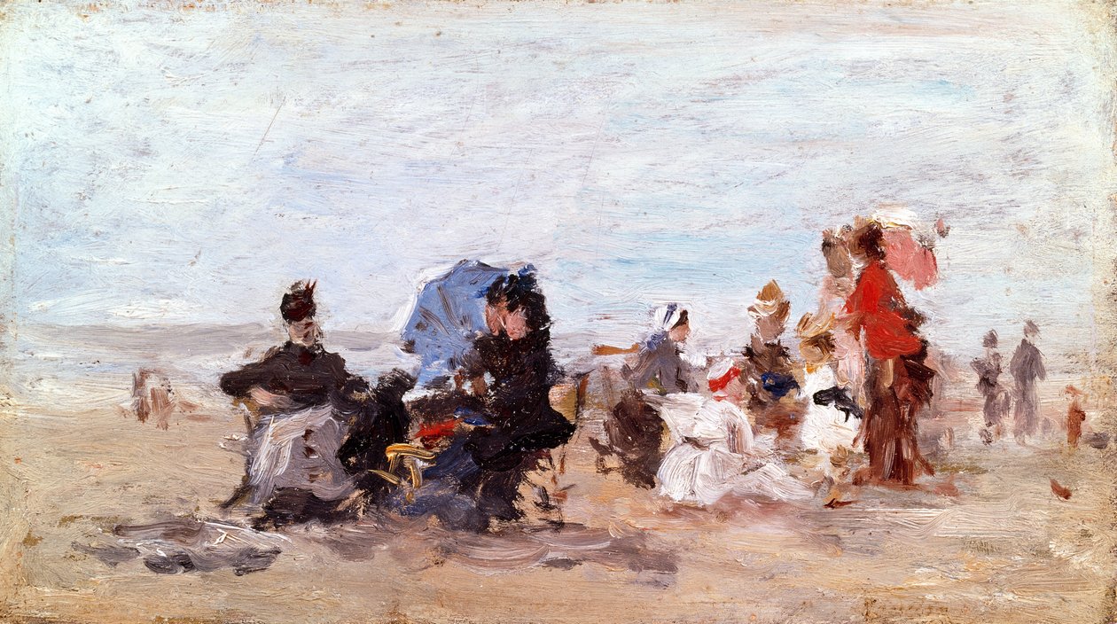 Pláž poblíž Deauville, kolem roku 1874 od Eugene Louis Boudin