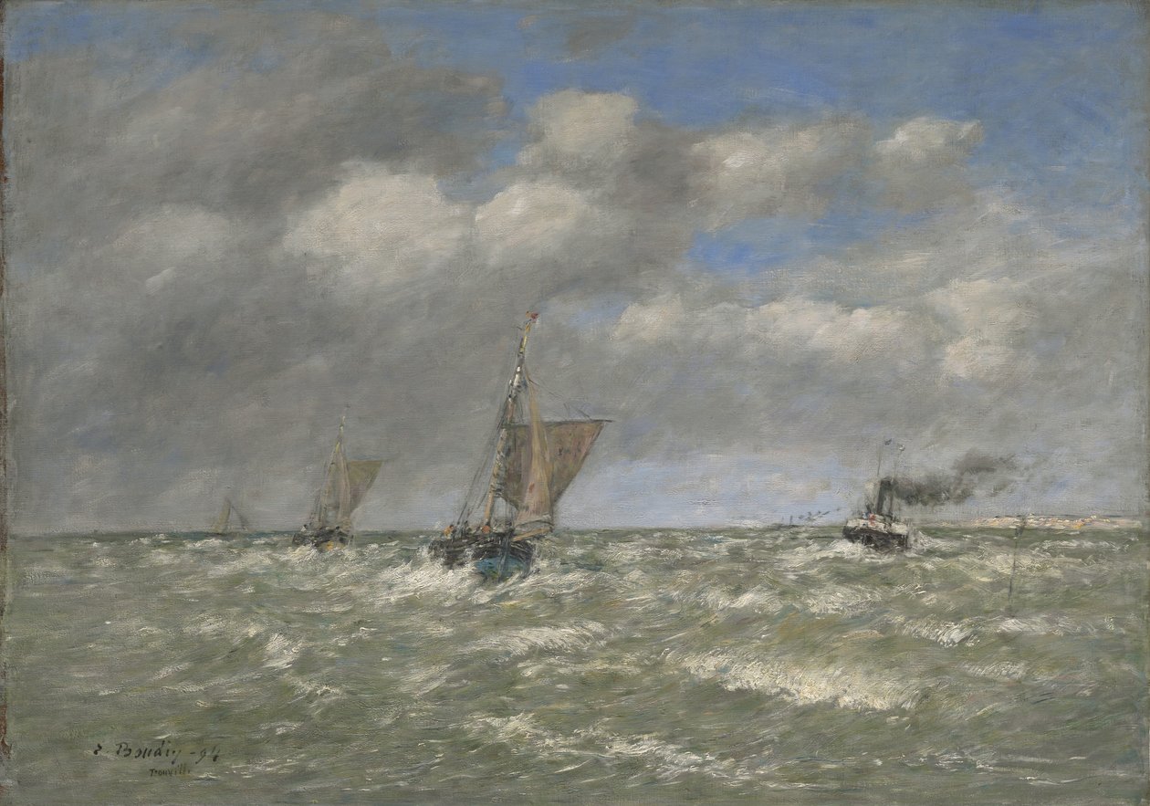 Lodě vracející se do Port, Trouville, 1894 od Eugene Louis Boudin