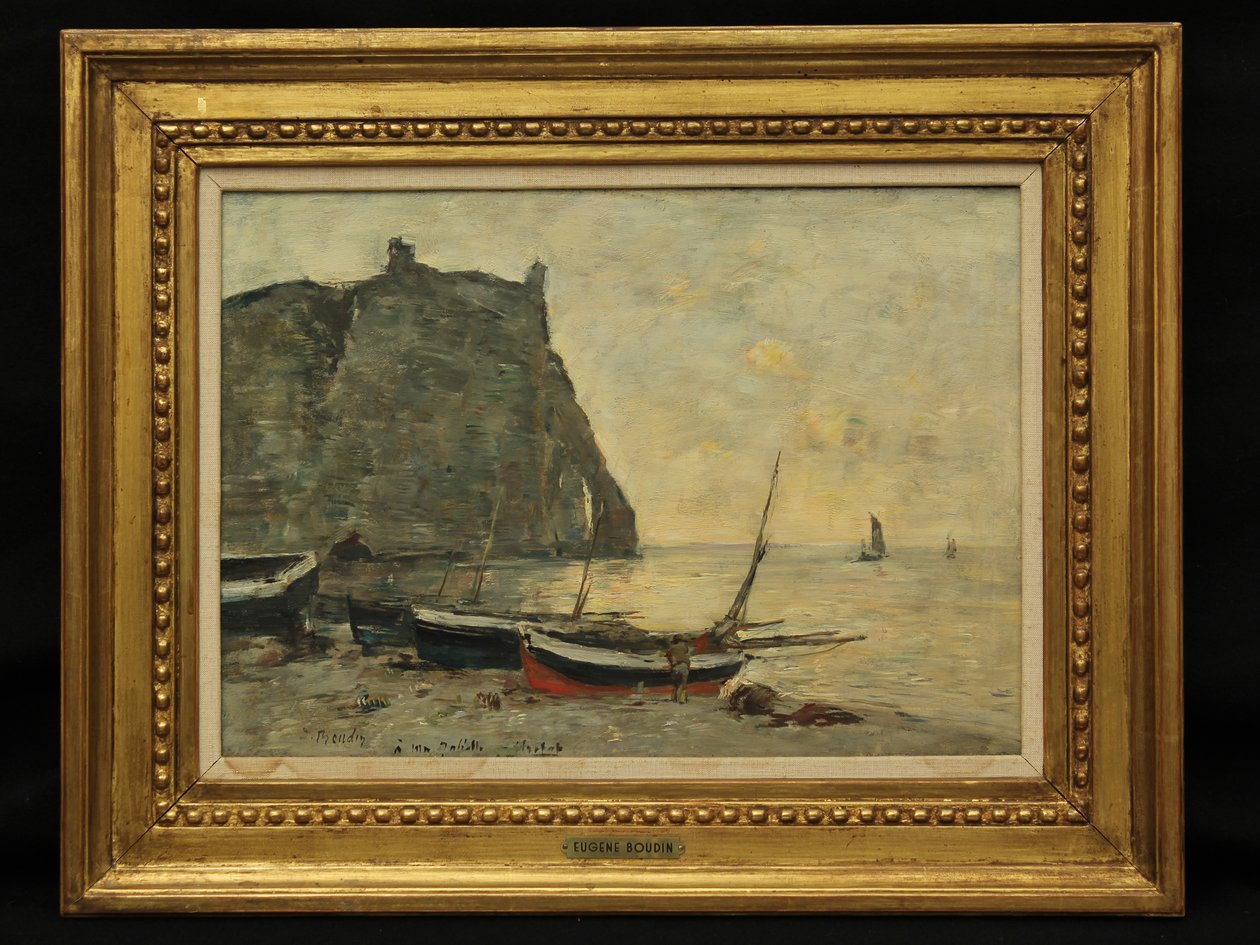 Lodě v Etretatu, kolem roku 1860 od Eugene Louis Boudin