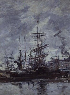 Lodě v Le Havru od Eugene Louis Boudin