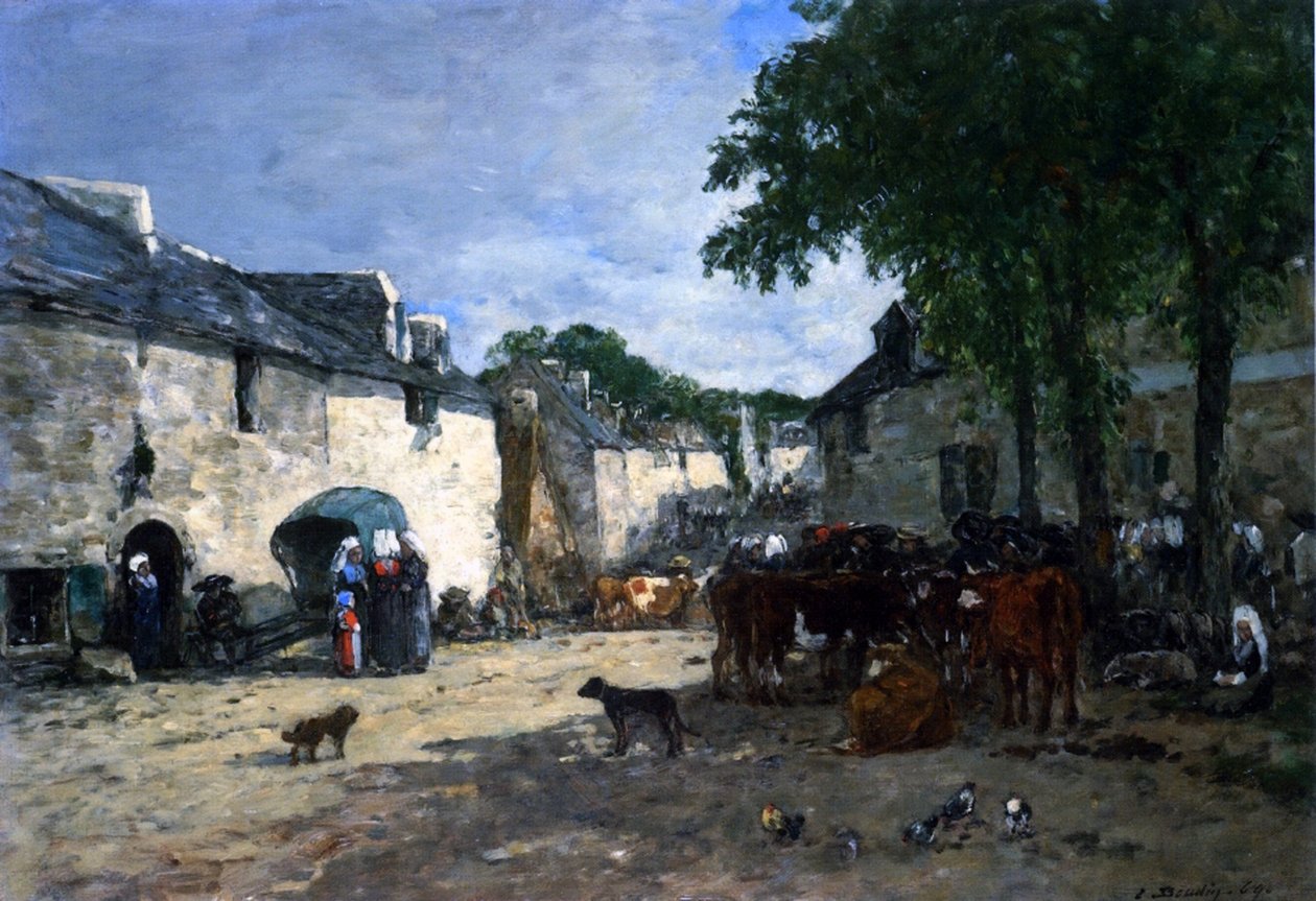 Dobytčí trh v Daoulas, Bretaň od Eugene Louis Boudin