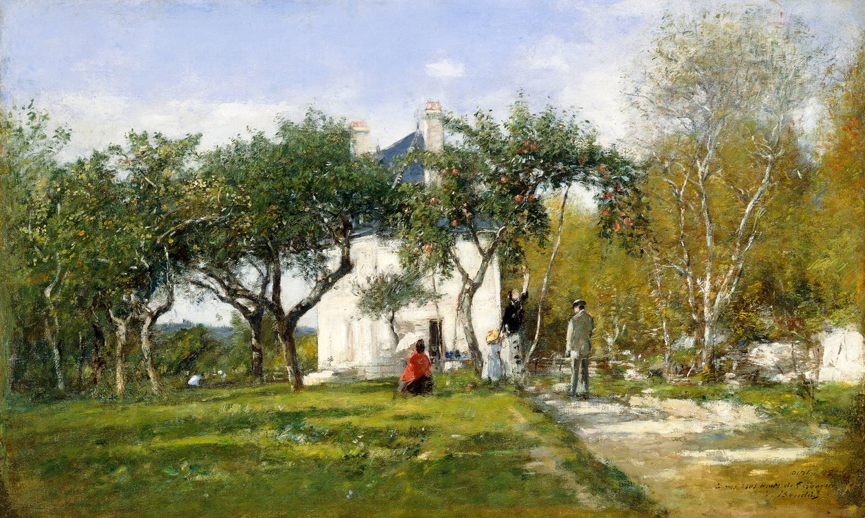 Fervaques, zahrada a dům Monsieur Jacquette, 1877 od Eugene Louis Boudin