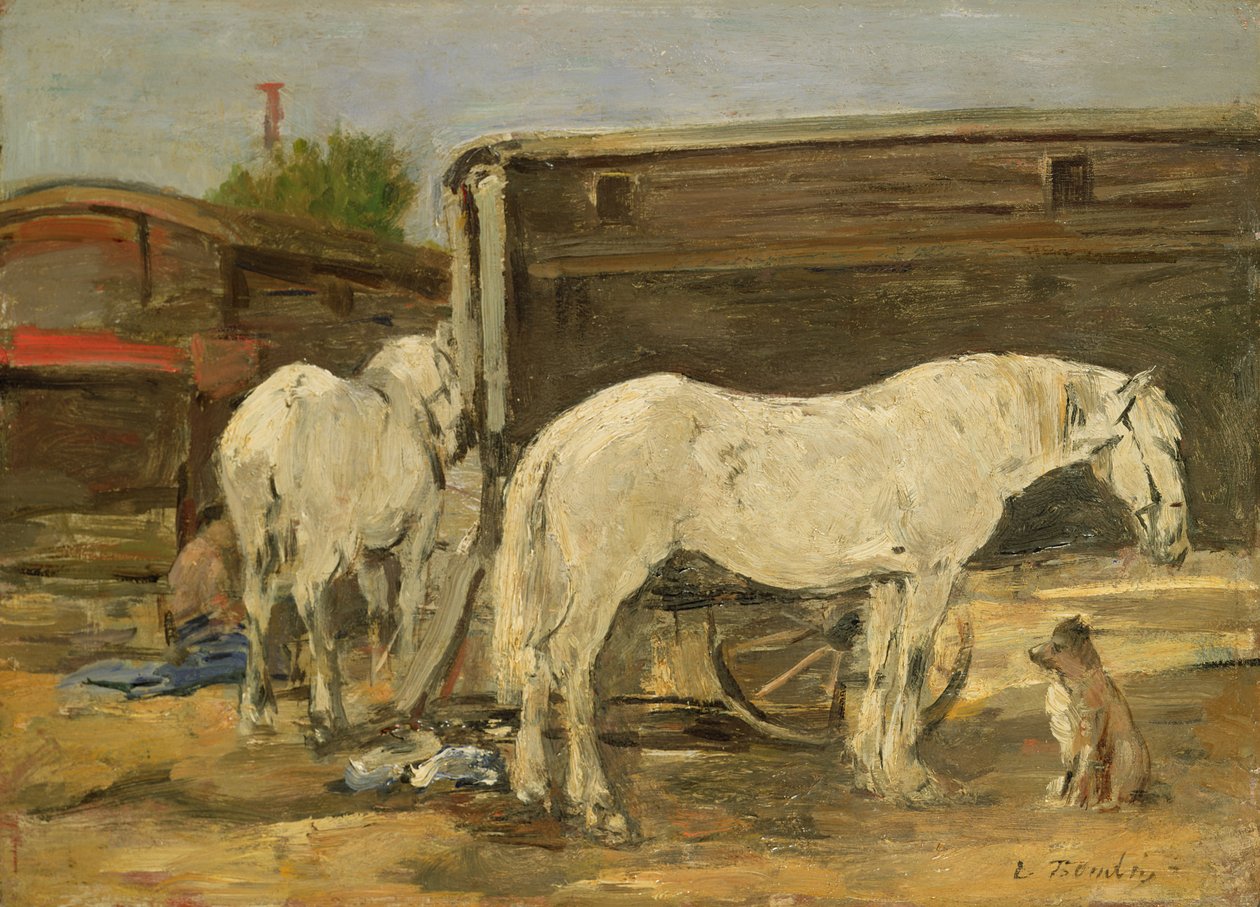 Cikánští koně, kolem 1885-90 od Eugene Louis Boudin