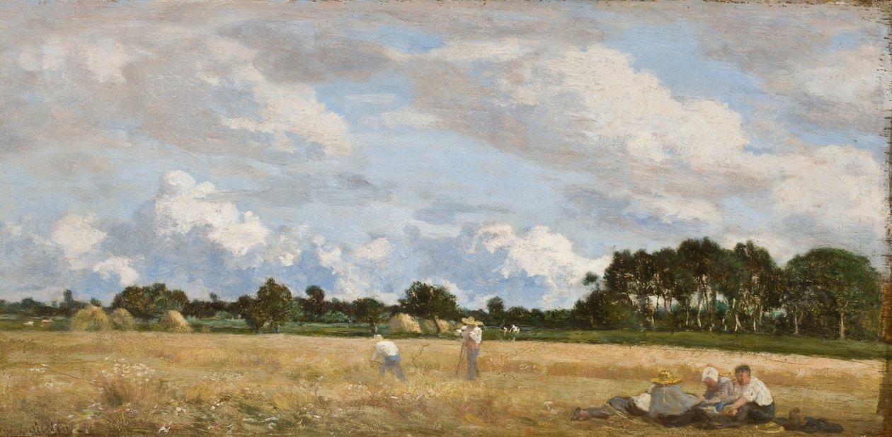 Senoseč (Le Foins), asi 1870-90 (olej na dubové desce) od Eugene Louis Boudin