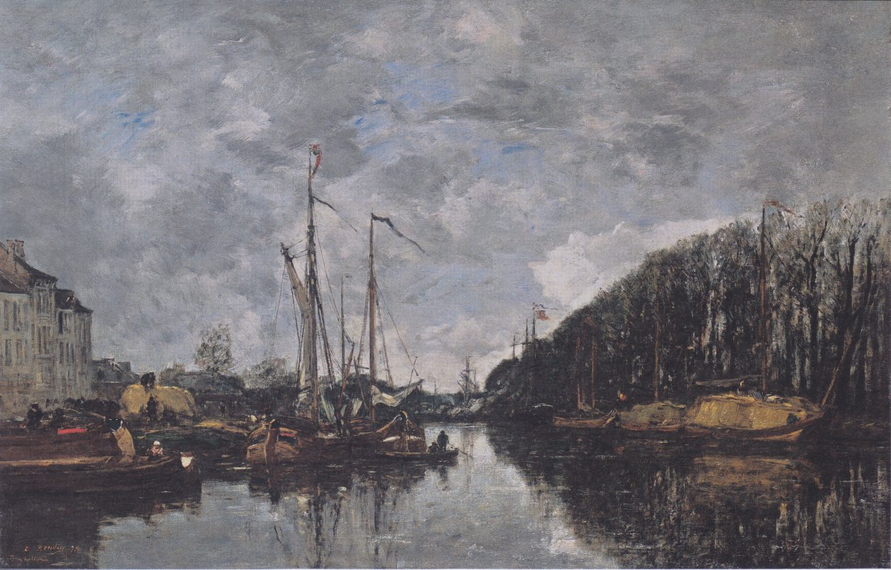 Kanál na řece Allèe Verte v Bruselu od Eugene Louis Boudin