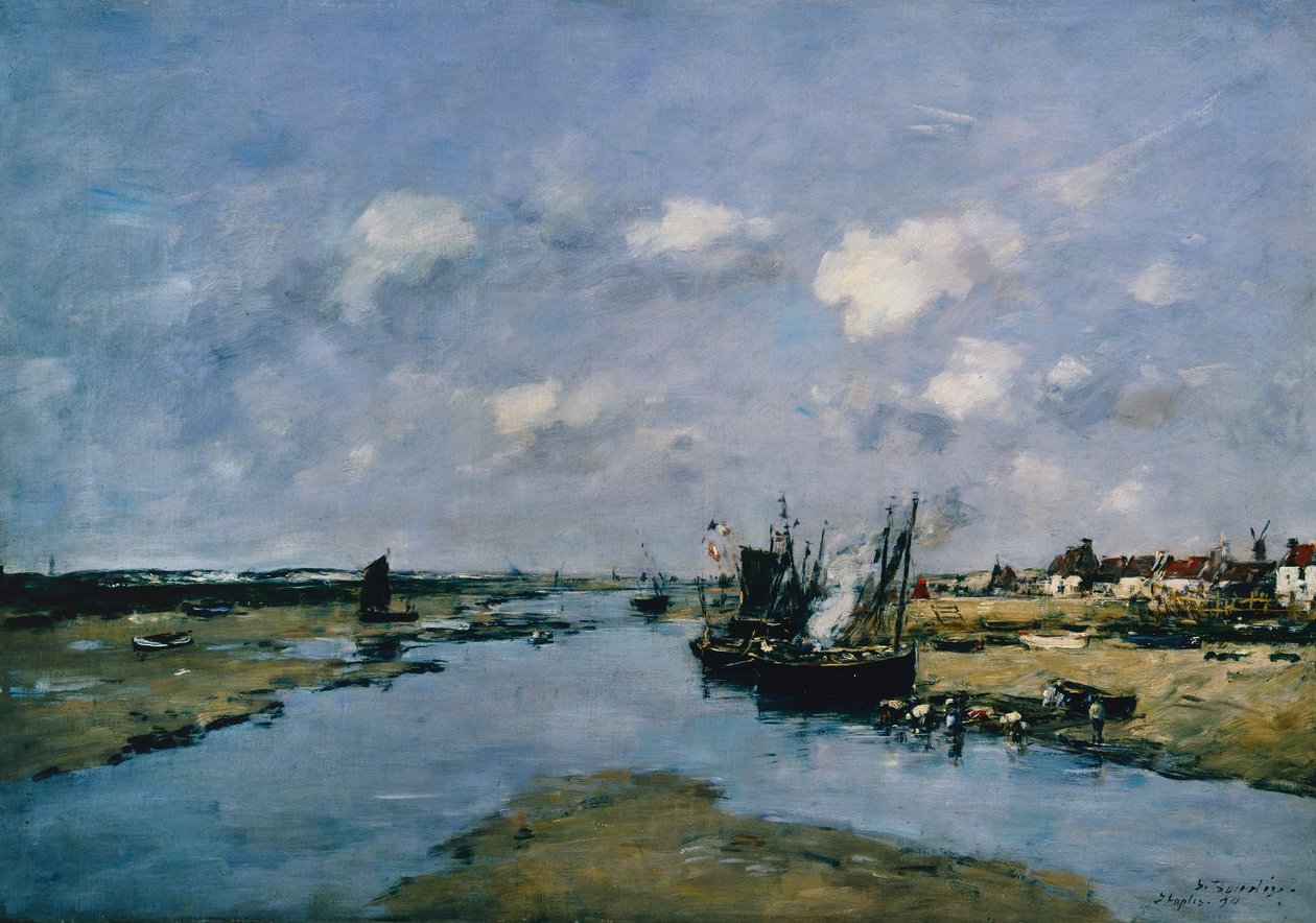 La Canche při odlivu, Etaples (olej na plátně) od Eugene Louis Boudin