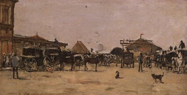 Place de la Gare v Deauville od Eugene Louis Boudin