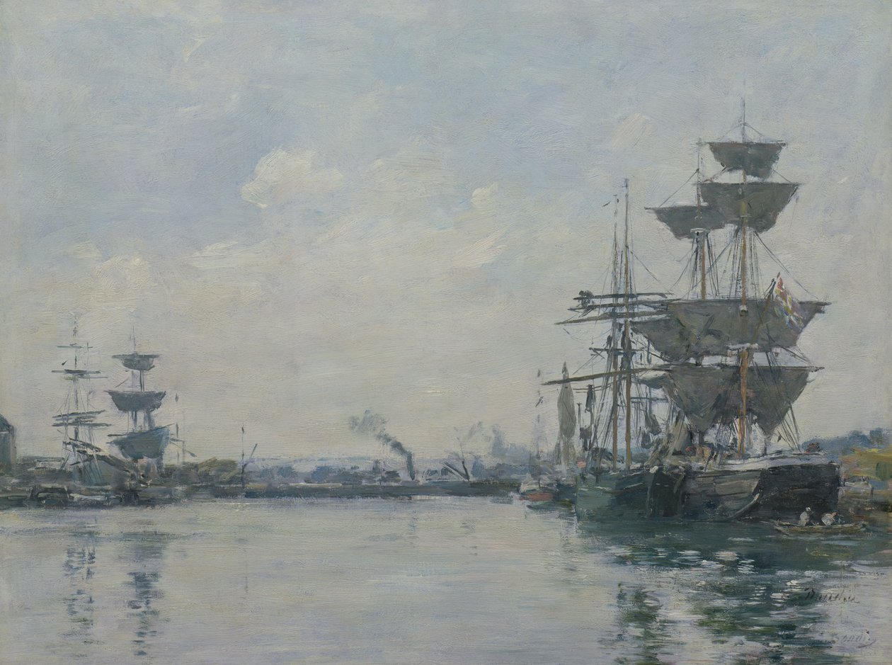 Le Havre, lodě v nádrži od Eugene Louis Boudin