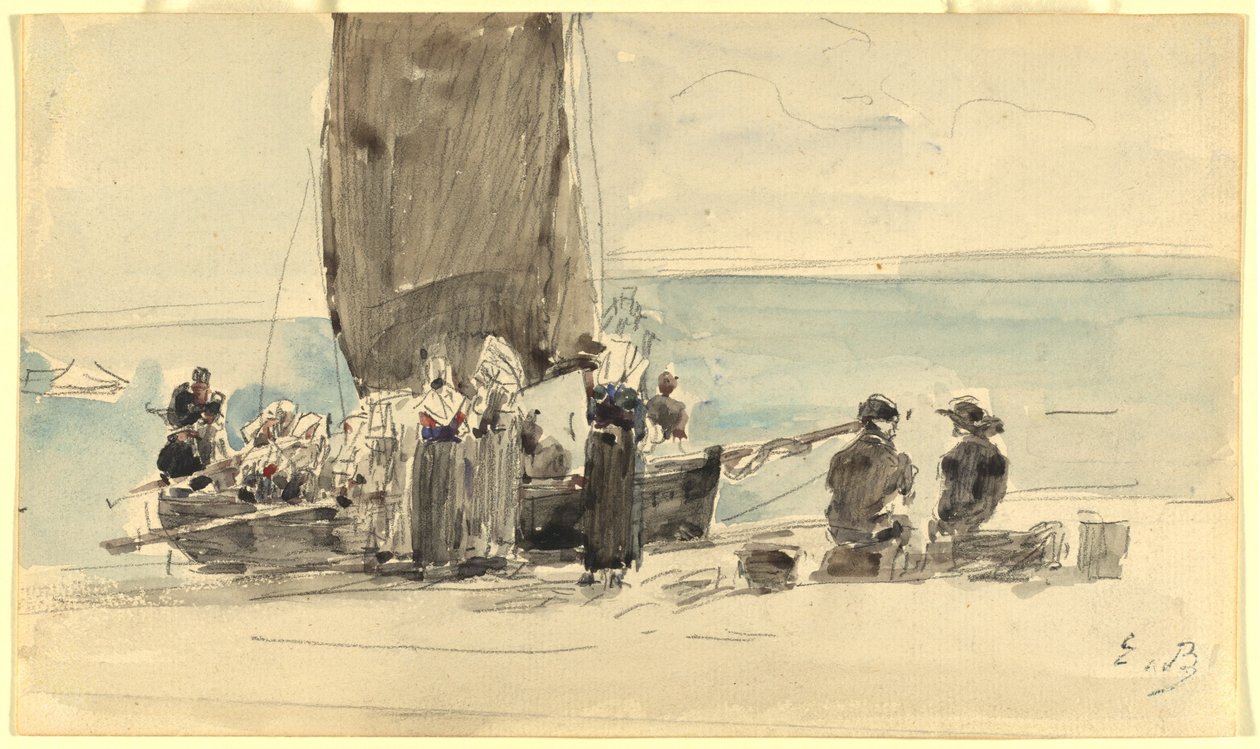 Nakládání člunů, c. 1875. od Eugene Louis Boudin