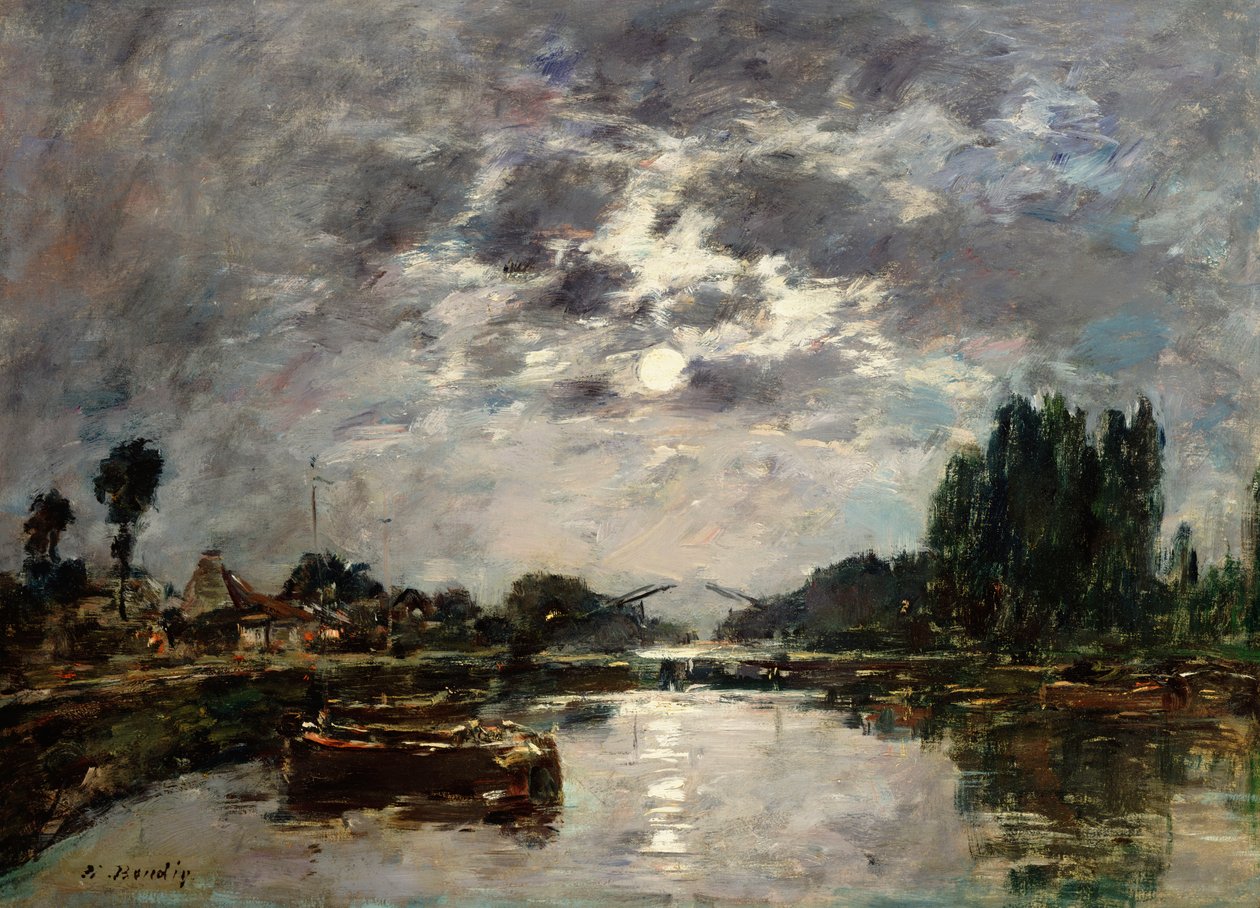 Moonlight, Canal de St. Valery, 1891 od Eugene Louis Boudin