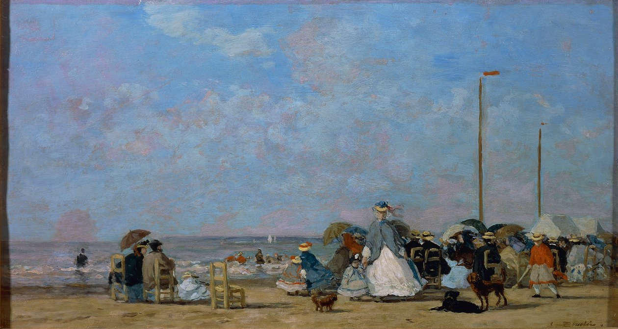 Na pláži Trouville, Eugene Boudin, obraz od Eugene Louis Boudin