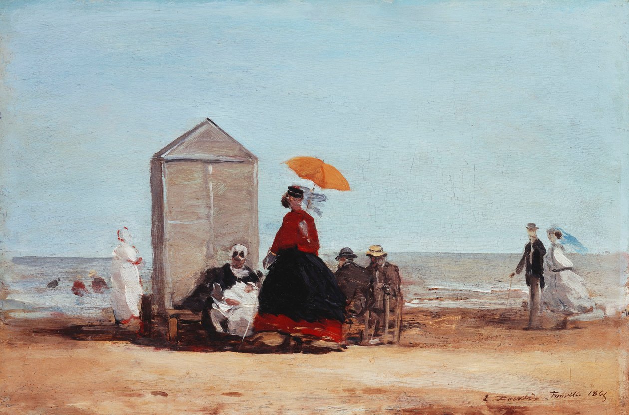 Na pláži v Trouville; Na pláži v Trouville, 1865 od Eugene Louis Boudin