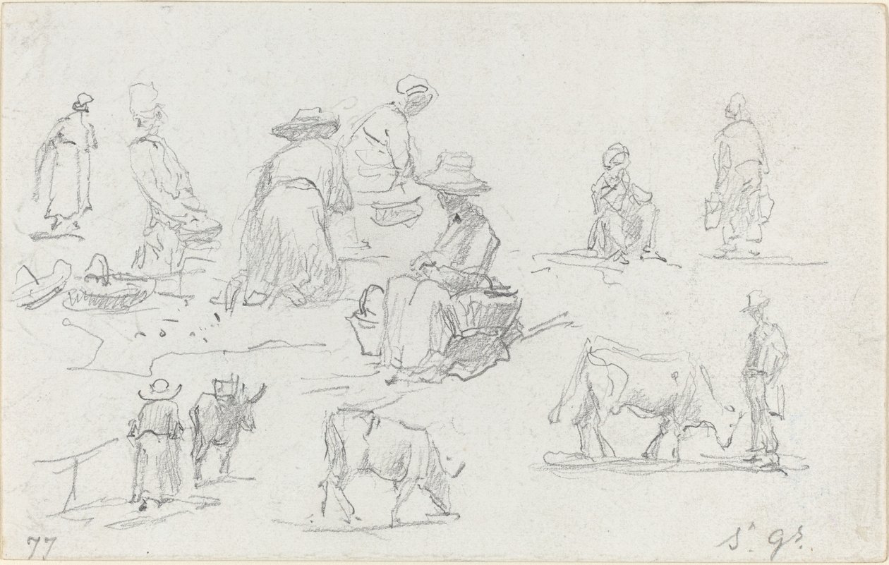 Rolníci a krávy [recto], 1877. od Eugene Louis Boudin