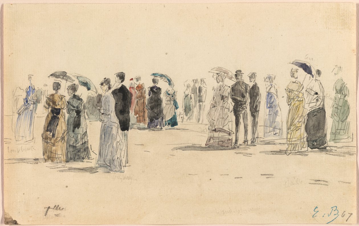 Lidé na pláži v Trouville od Eugene Louis Boudin