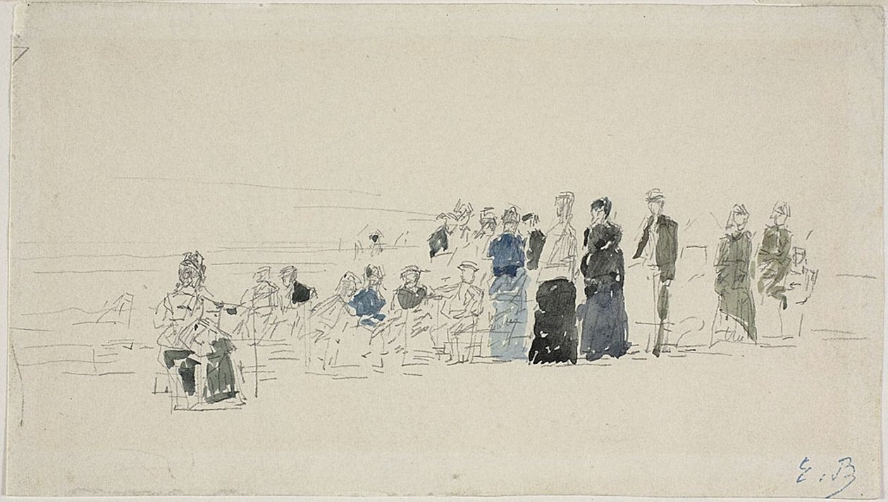Spodničky na pláži (recto); Breton Women on the Beach (verze) od Eugene Louis Boudin