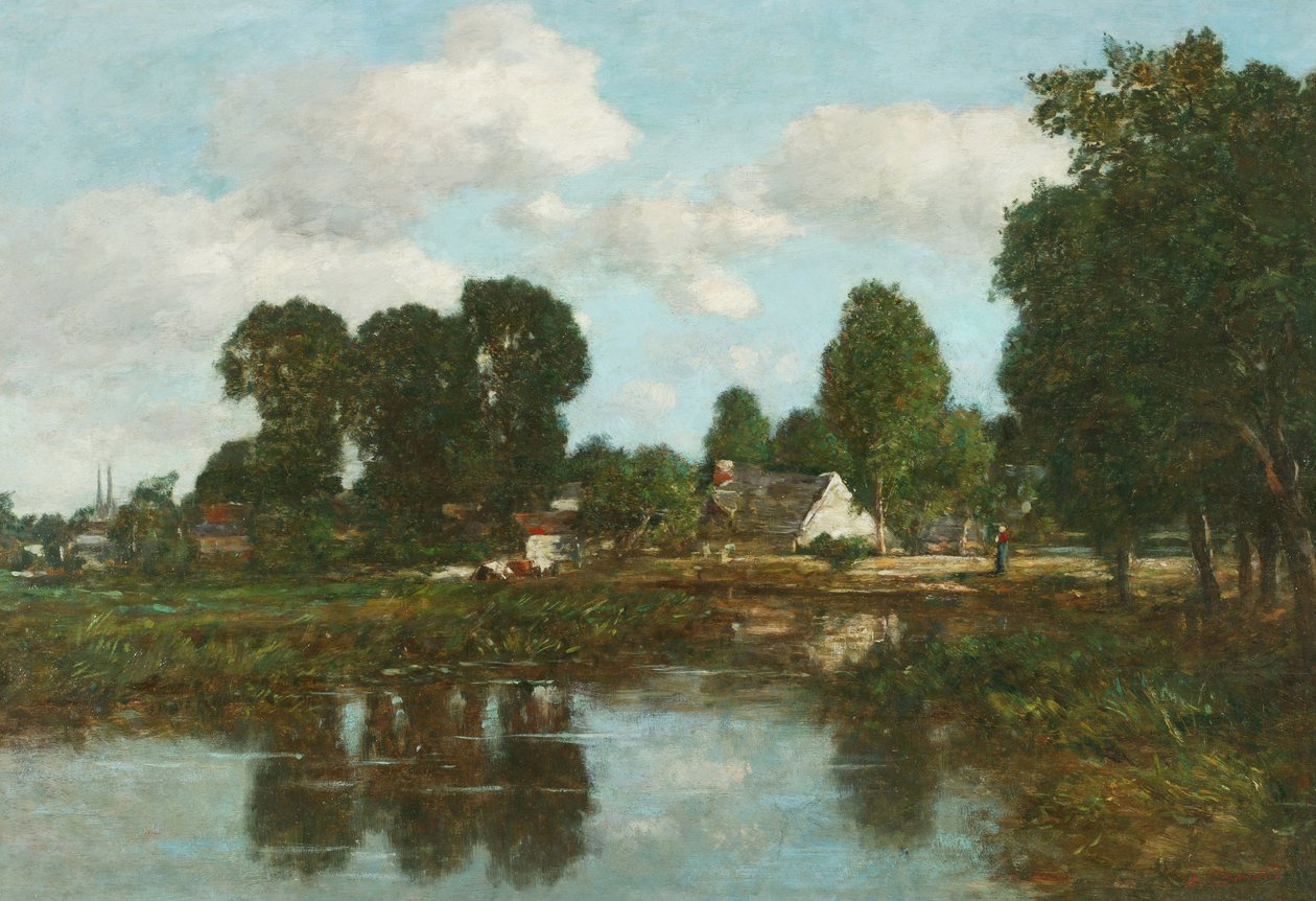 Quimper-paine (öljy paneelissa) od Eugene Louis Boudin