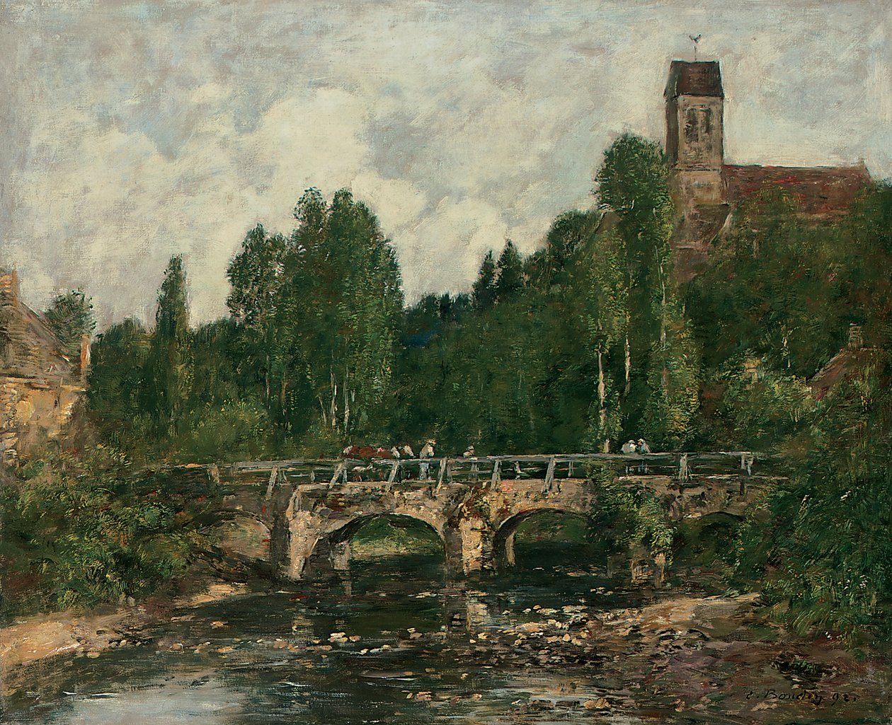 Saint-Cenery, kostel a most, 1892 od Eugene Louis Boudin