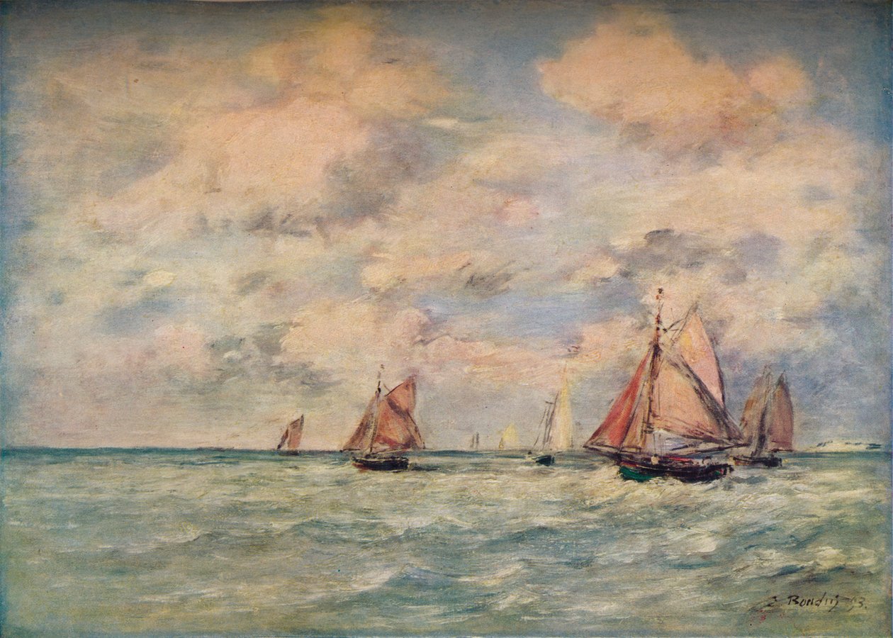Sortie Des Barques Trouville, 19. století od Eugene Louis Boudin