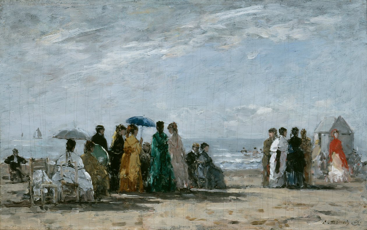 Pláž v Trouville od Eugene Louis Boudin