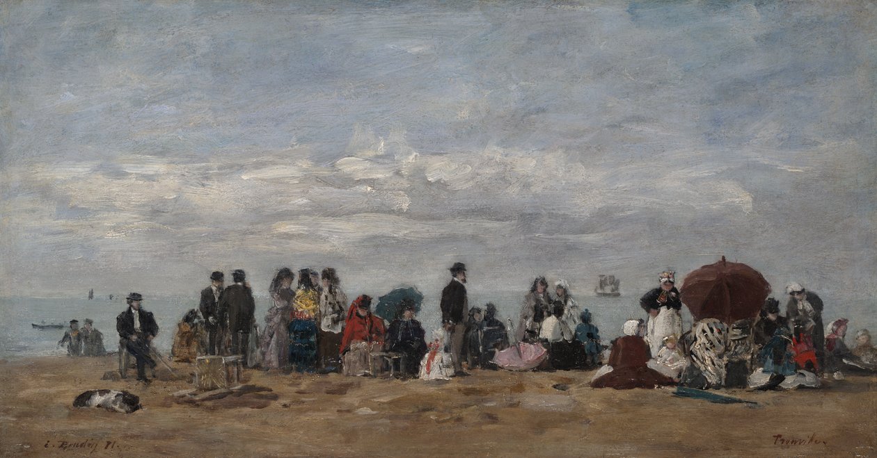 Pláž v Trouville, 1871 od Eugene Louis Boudin