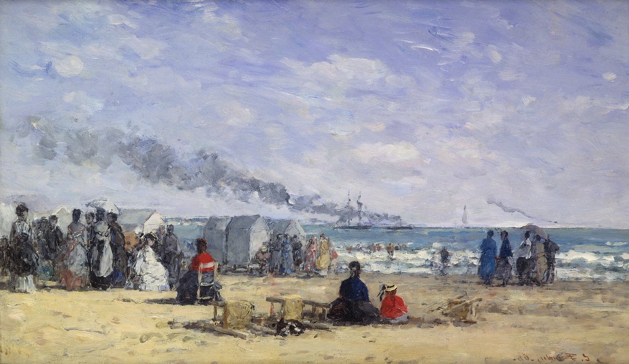 Pláž v Trouville v době koupání; Trouville Beach v Bath Time, 1868 od Eugene Louis Boudin