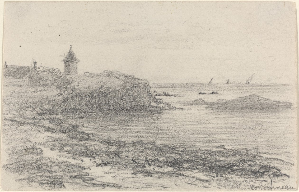 Pobřeží v Concarneau, polovina konce 19. století. od Eugene Louis Boudin