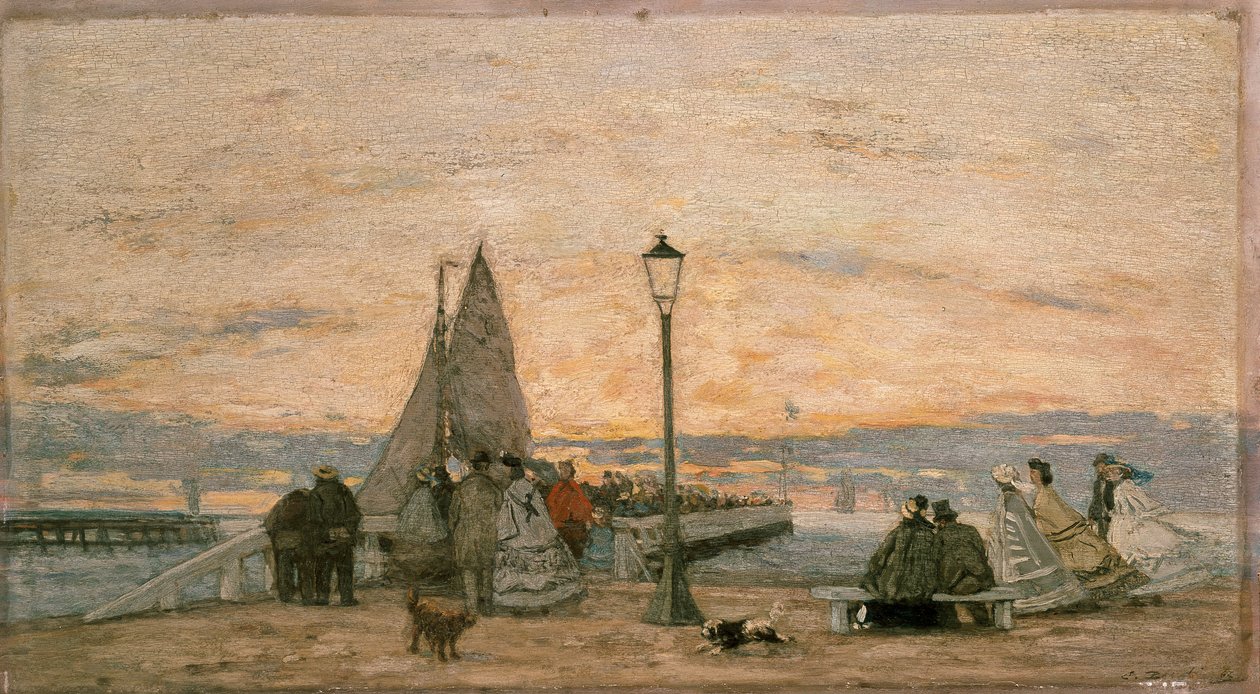 Molo v Trouville: Západ slunce, 1862 od Eugene Louis Boudin
