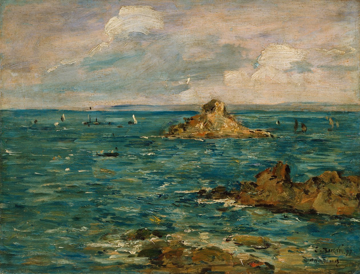 Moře v Douarnenez od Eugene Louis Boudin