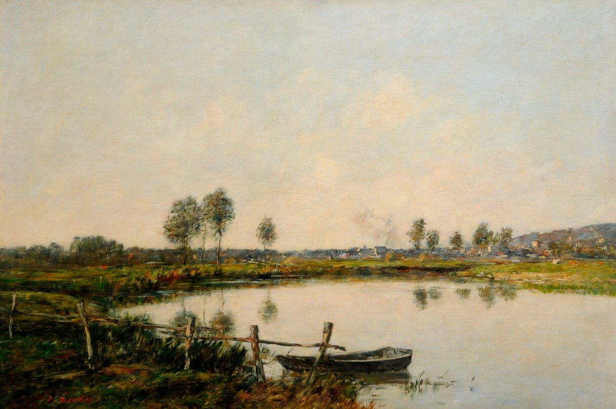 The Water Meadows v Deauville, Francie (olej na plátně) od Eugene Louis Boudin