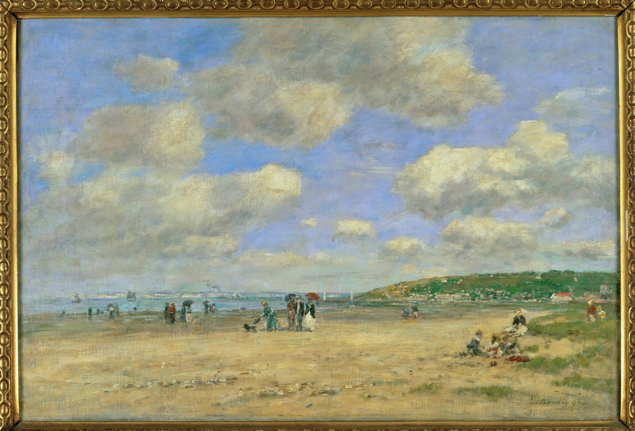 Pláž v Tourgeville-les-sablons (malba na plátně) od Eugene Louis Boudin
