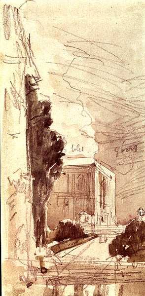 Terasa zámku (akvarel na papíře) od Eugene Louis Boudin