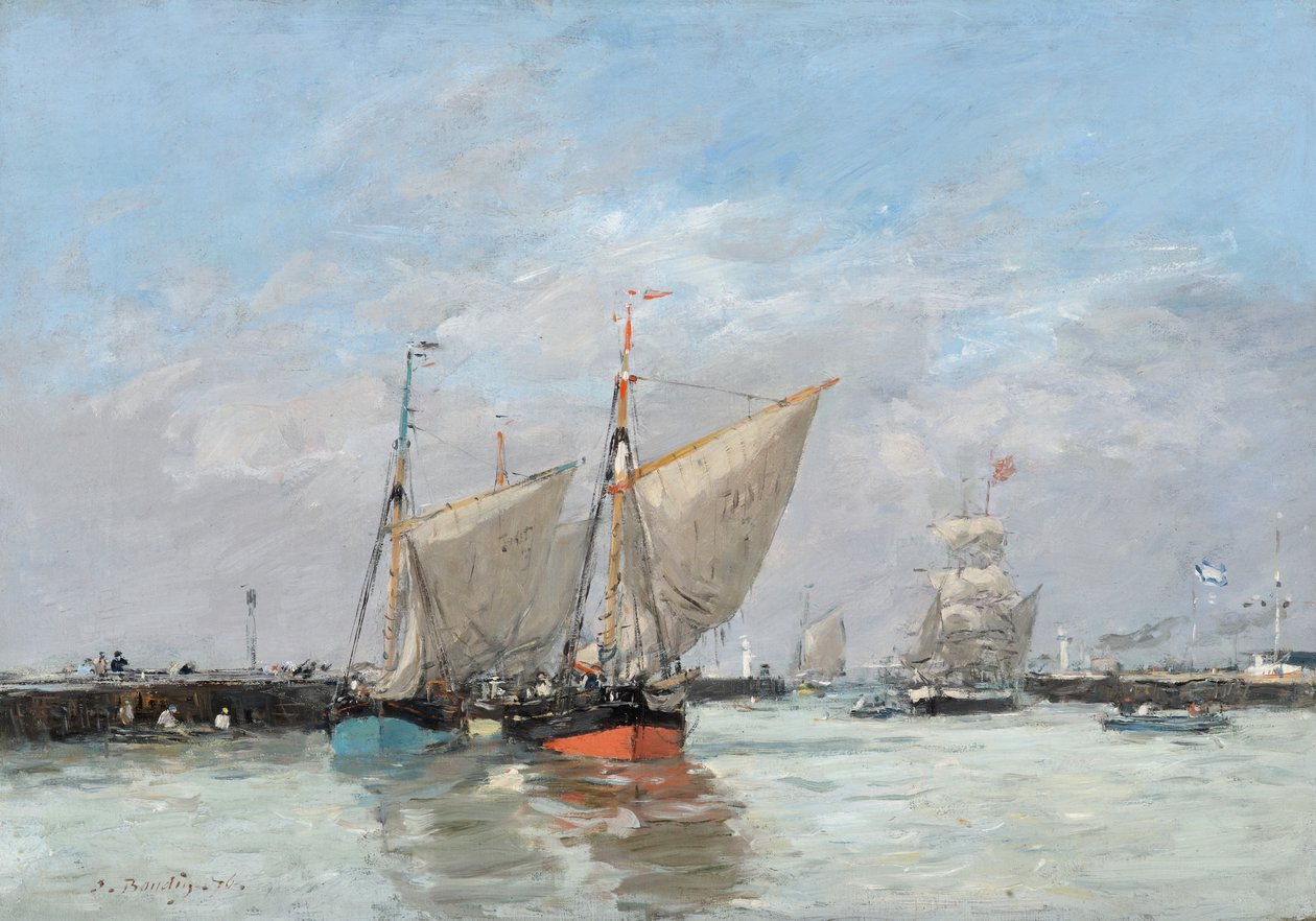Trouville, mola, příliv, 1876 od Eugene Louis Boudin