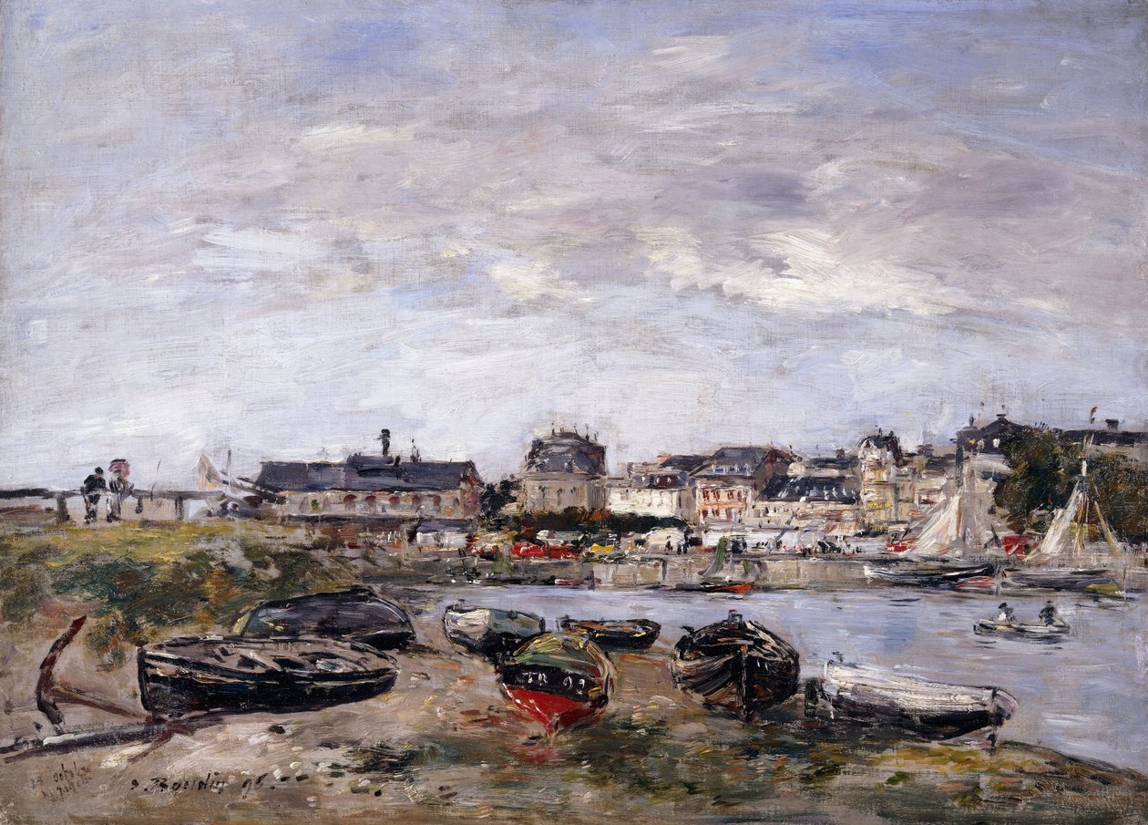 Trouville: Pohled na Deauville na Market Day; Trouville: Pohled z Deauville, denní procházka, 1895 od Eugene Louis Boudin