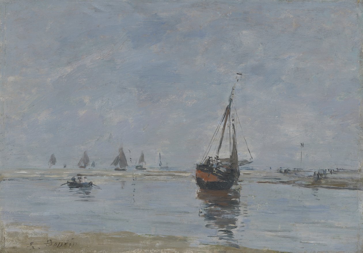 Trouville při odlivu, kolem 1888-95 od Eugene Louis Boudin