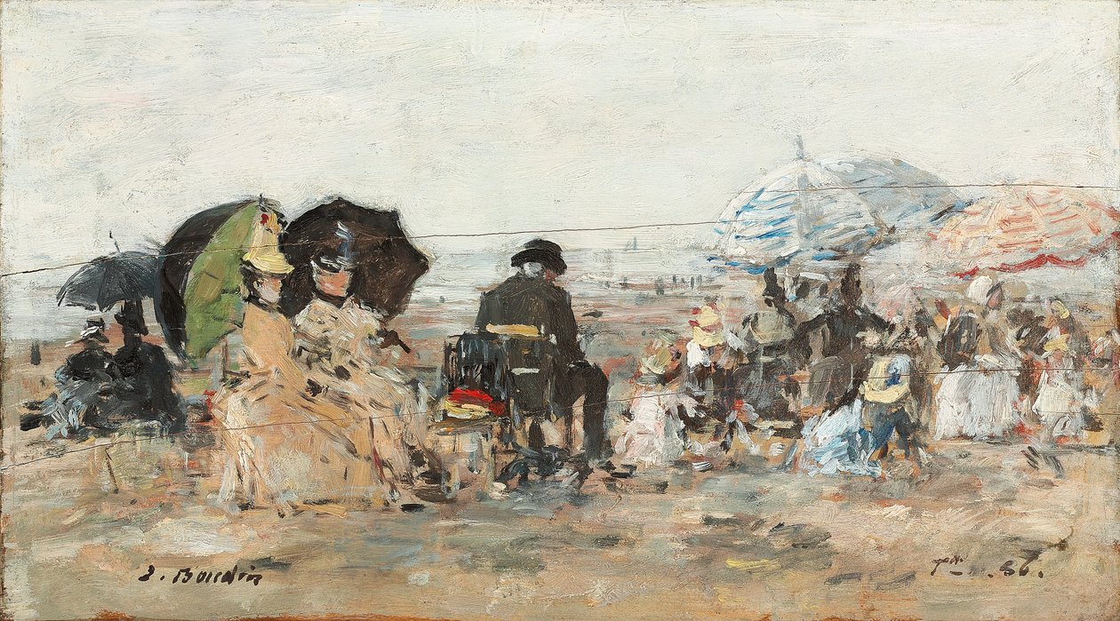 Trouville, plážová scéna; Trouville, plážová scéna, 1886 od Eugene Louis Boudin