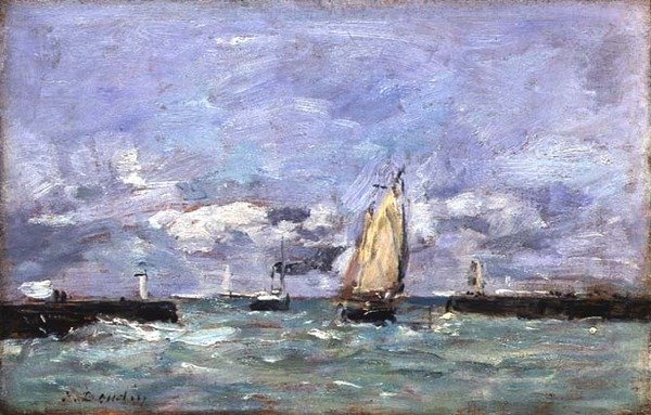 Trouville, kolem 1885-90 (olej na panelu) od Eugene Louis Boudin