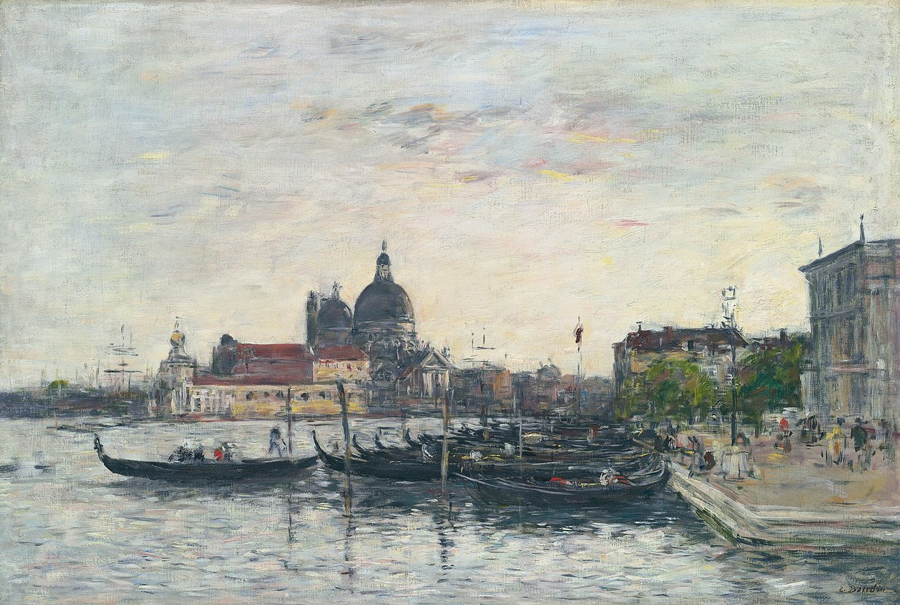 Benátky, Krtek u vchodu do Canal Grande a Salute, večer, 1895 od Eugene Louis Boudin